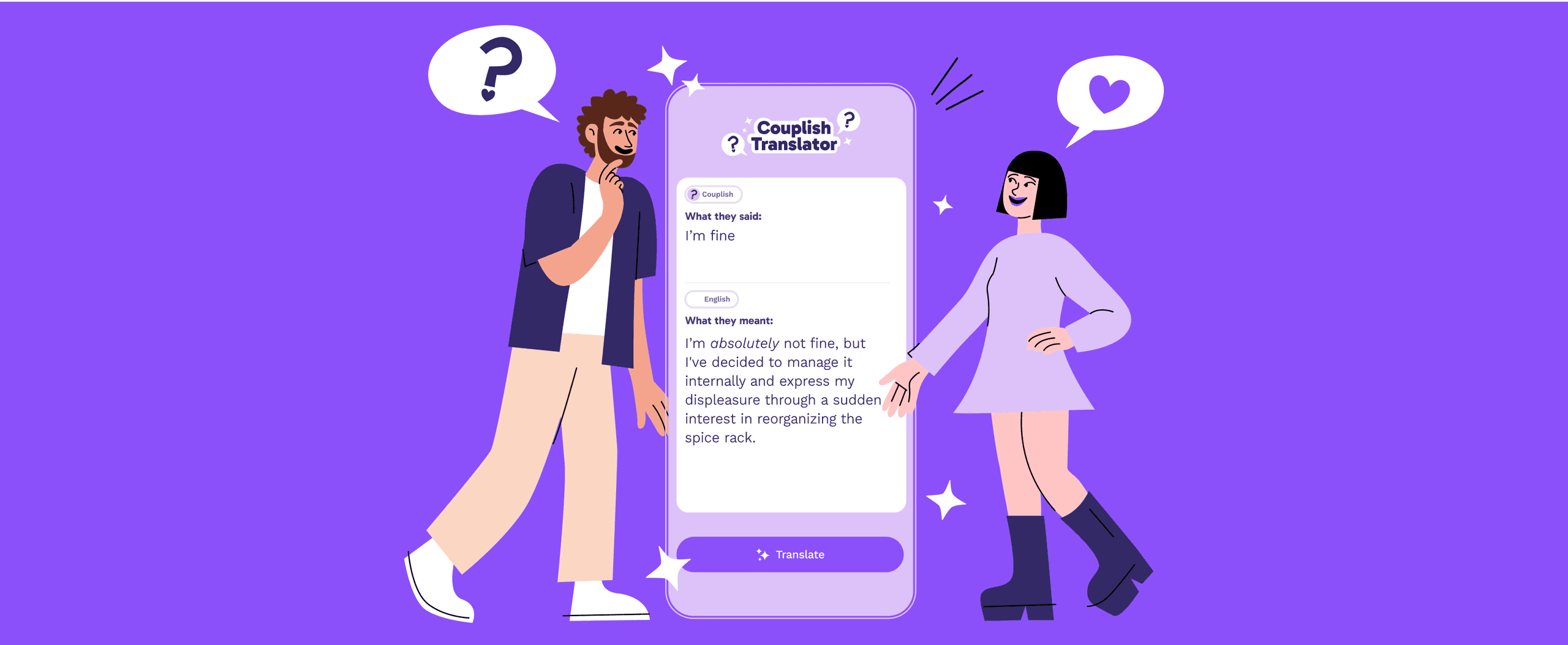Couplish translator tool to decode the secret language couples speak
