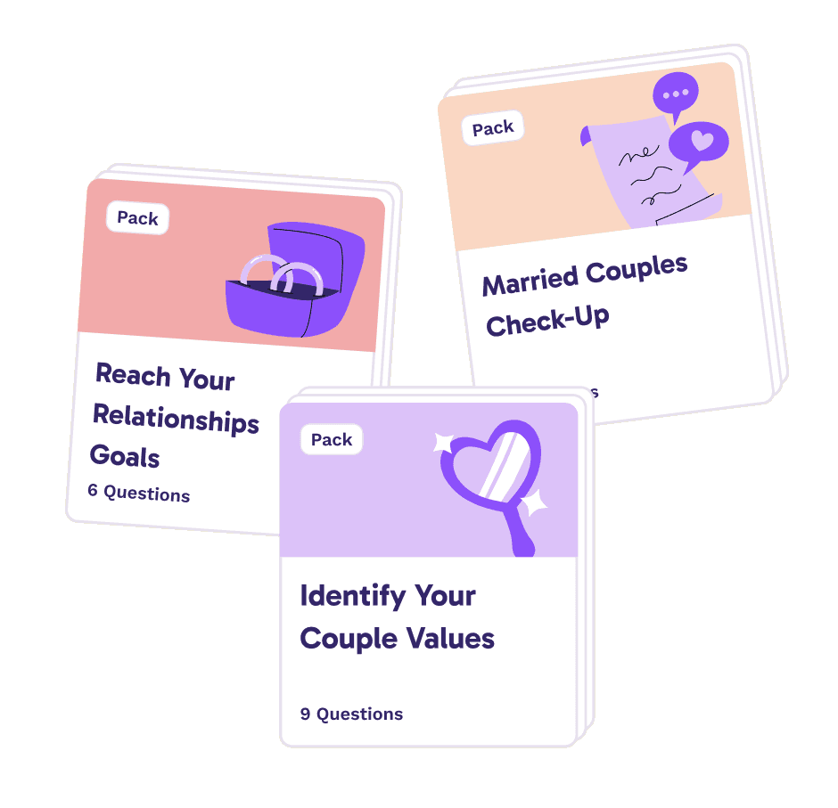 Three Paired question packs: “Reach Your Relationships Goals”, “Married Couples Check-Up” and “Identify Your Couple Values”