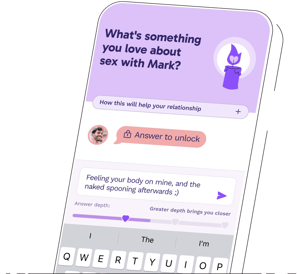 The Paired app on the daily question “What's something you love about sex with Mark?”, with the partner’s answer locked until you reply